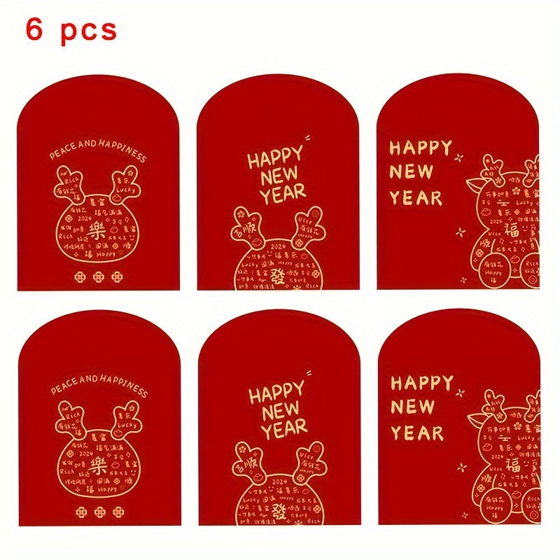 6pcs Cartoon Spring Dragon Year Red Envelope Lucky Money Packet