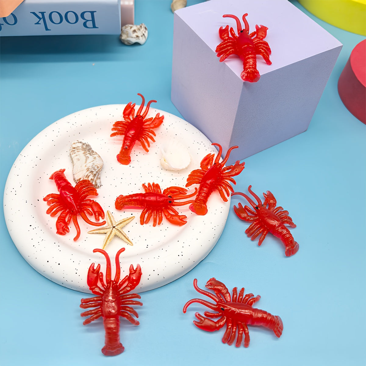 8pcs Colorful Simulation Crawfish Cat Toys for Interactive Play