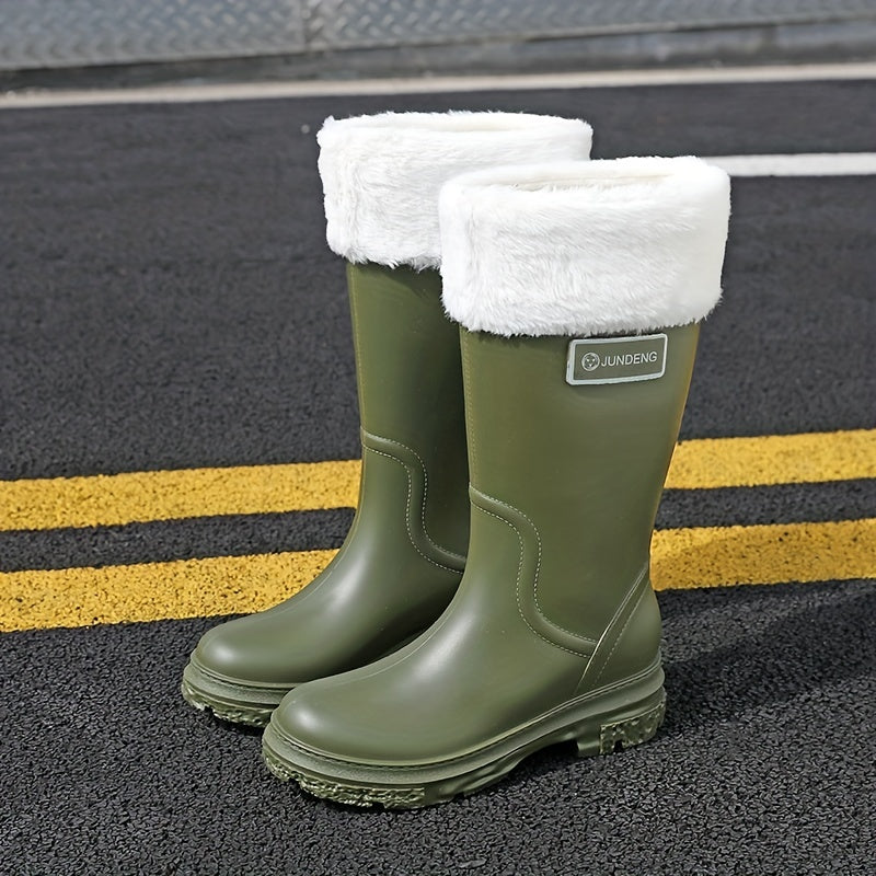 Women's Warm Waterproof Mid Calf Rain Boots