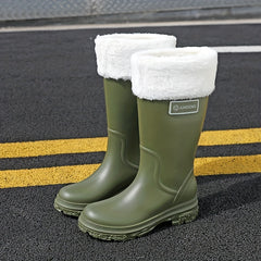 Women's Warm Waterproof Mid Calf Rain Boots