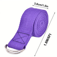 6-8 Ft Yoga Strap Adjustable D Ring Buckle Cotton Yoga Belt