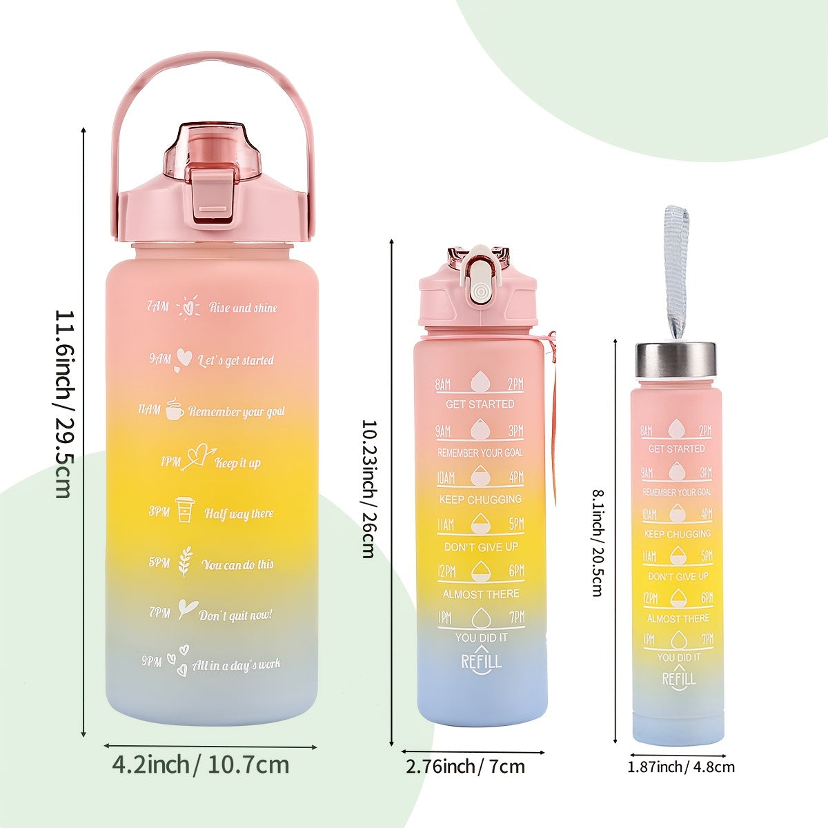 Gradient Plastic Straw Sports Water Bottle Large Capacity