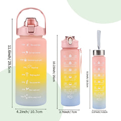 Gradient Plastic Straw Sports Water Bottle Large Capacity