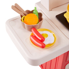 Kitchen Playset Pretend Food Toy Set w Real Sounds & Light Play Sink Stove