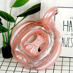 Large Flamingo Shaped Sequin Translucent Swimming Ring