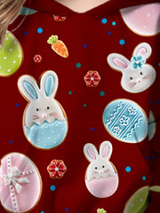 Easter Bunny Graphic Hoodie Girls Comfy Pullover