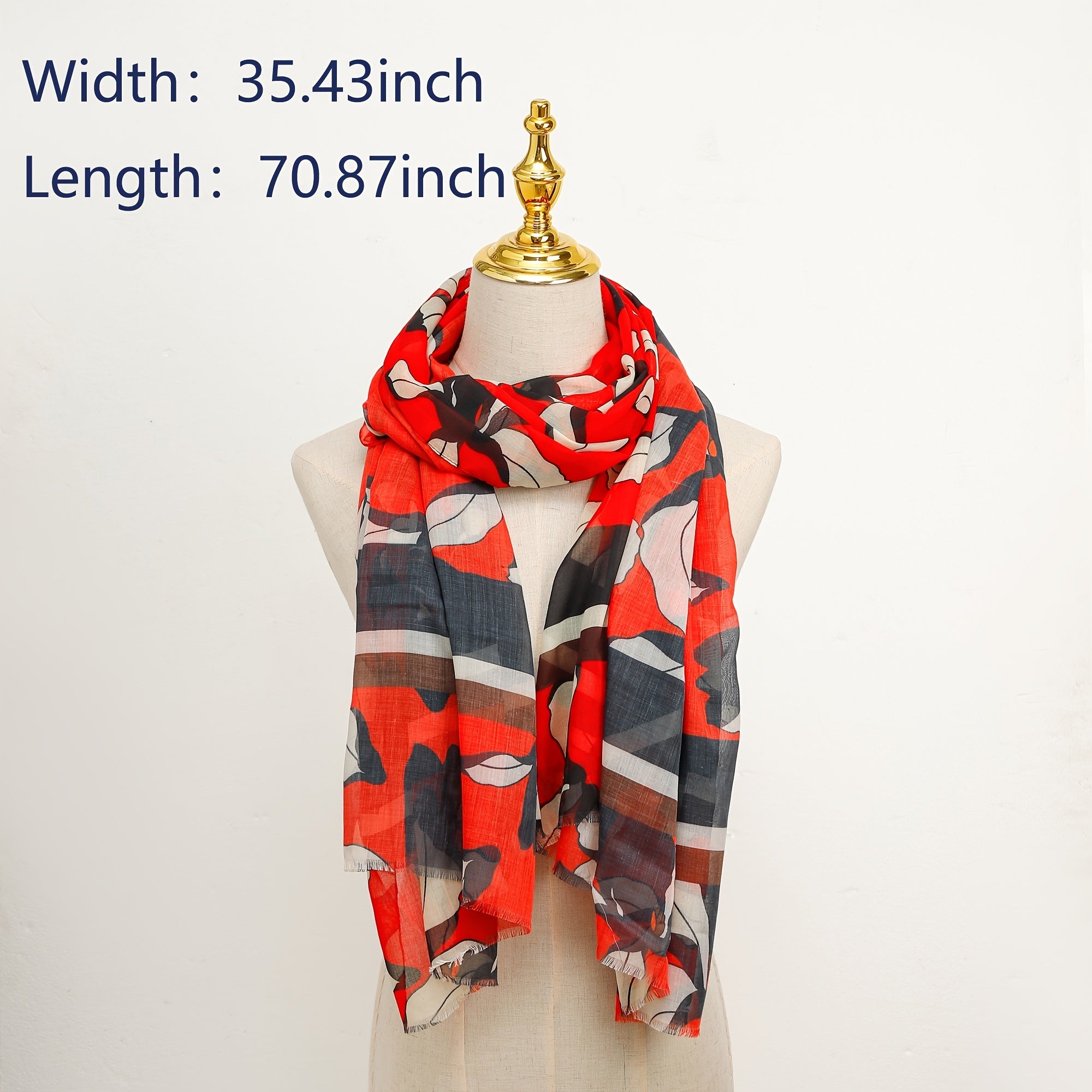 Vintage Flower Print Scarf Women Shawls Summer Beach Wraps Large Size Bandana