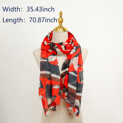 Vintage Flower Print Scarf Women Shawls Summer Beach Wraps Large Size Bandana