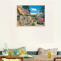 DIY Mountain Cabin Landscape Round Diamond Painting Kit