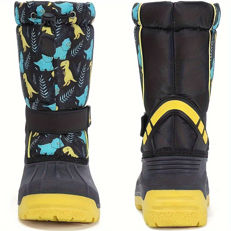 Girl's Knee High Cartoon Snow Boots Warm Plush Lining Non Slip Winter Shoes