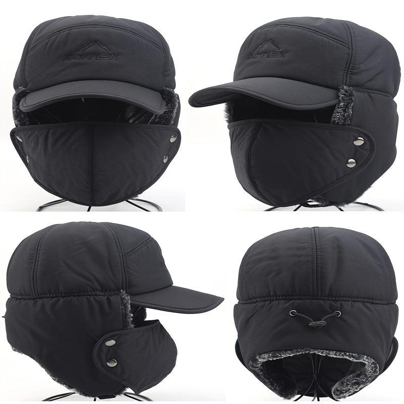 Trooper Hat Windproof Ear Protection Velvet Lined Warm Hat Winter Coldproof