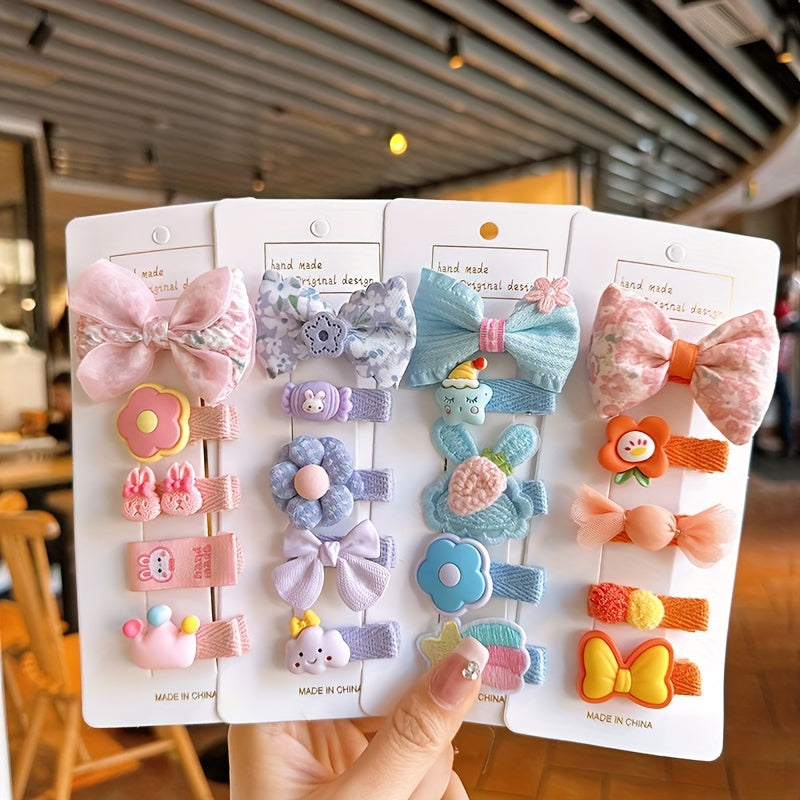 Baby Girls Cartoon Flowers Bunny Cat Bowknot Hair Clips Headwear