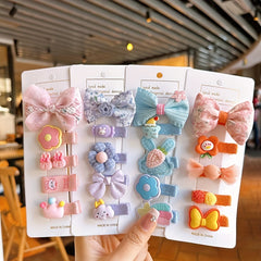 Baby Girls Cartoon Flowers Bunny Cat Bowknot Hair Clips Headwear