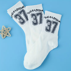 3 Pairs Number Print Socks Comfy Mid Tube Socks