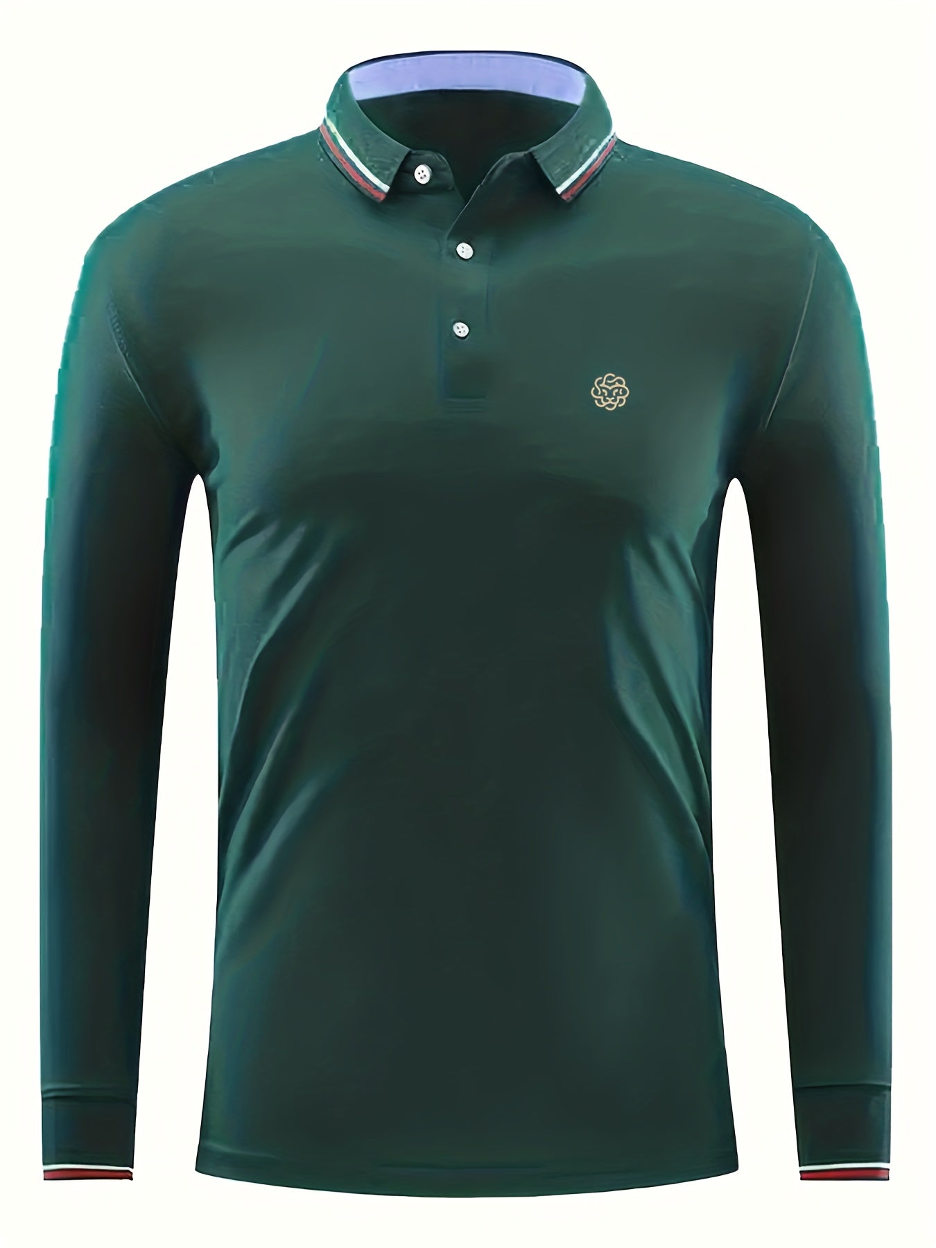 Art Style Lion Print Men's Casual Button Up Long Sleeve Polo Shirt