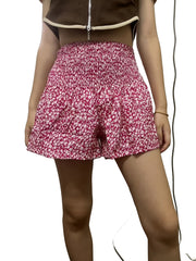 Floral Print Shorts Casual Shirred Waist Summer Shorts Women's Clothing