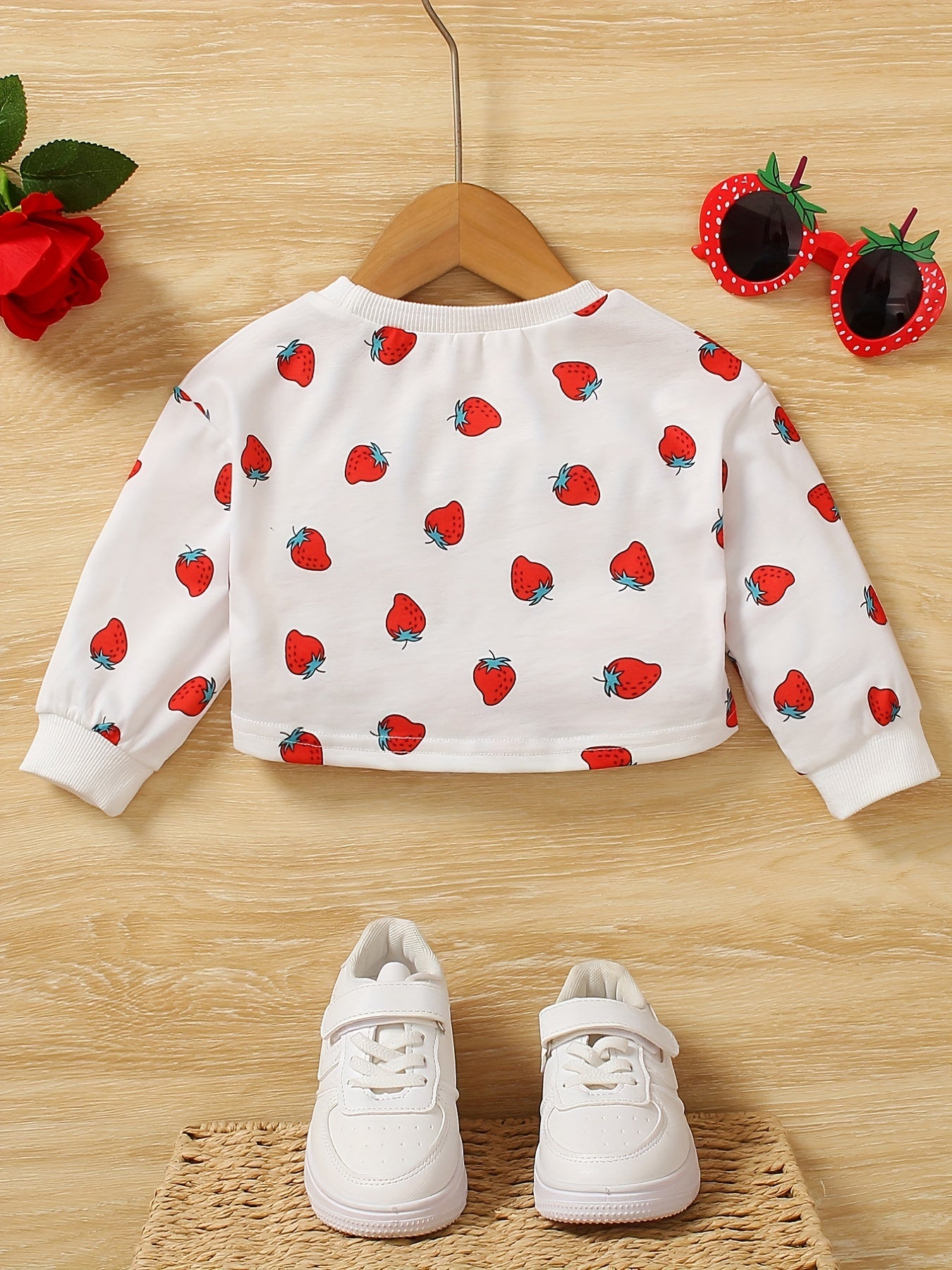 Baby Girls Toddler Strawberry Graphic Print Long Sleeve T-shirt