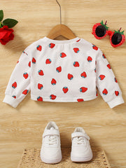 Baby Girls Toddler Strawberry Graphic Print Long Sleeve T-shirt