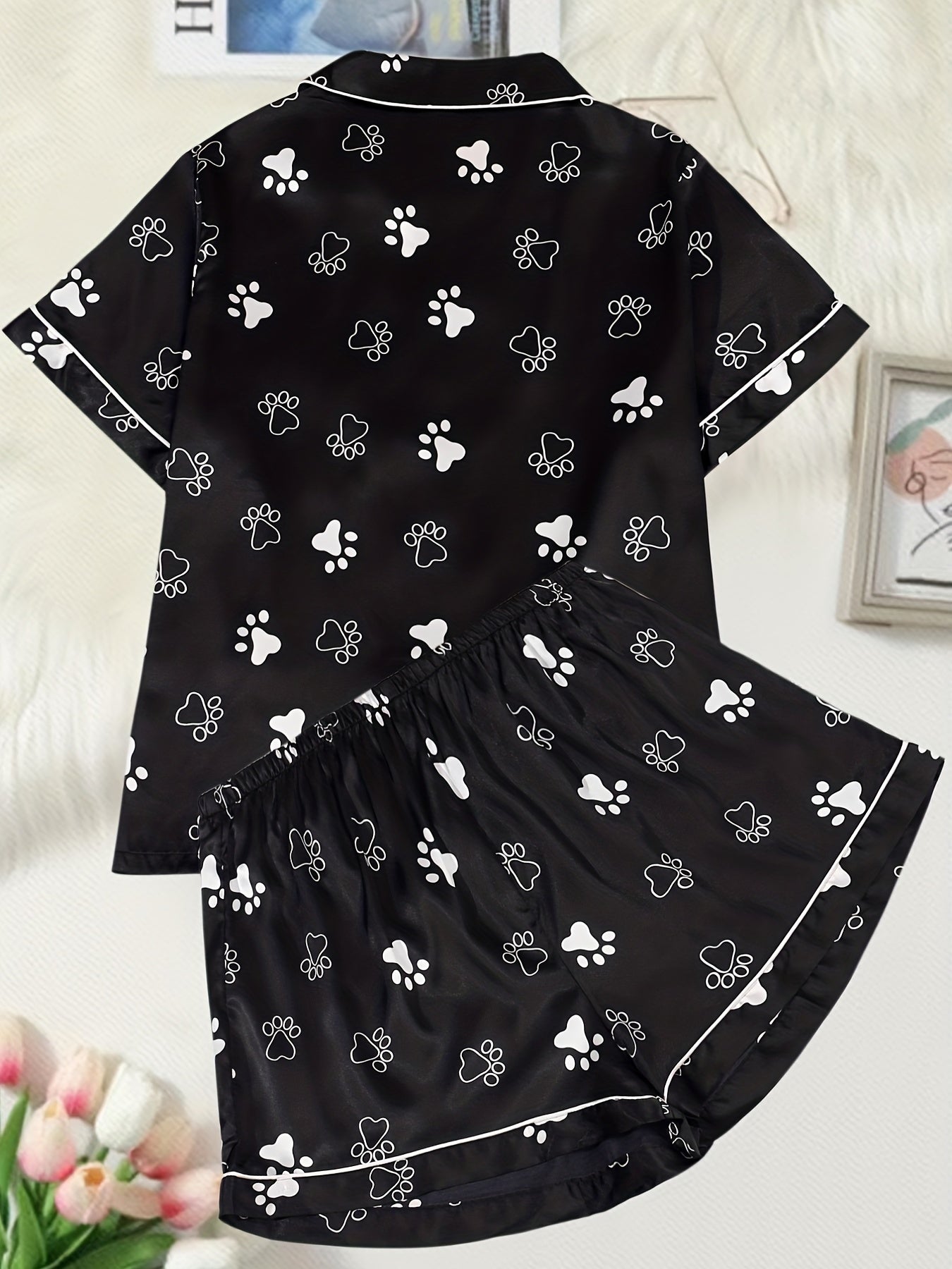 Dog Footprint Tee & Shorts Pajama Set