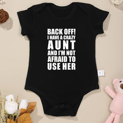 Baby Boys BACK OFF Print Romper Short Sleeve Bodysuit