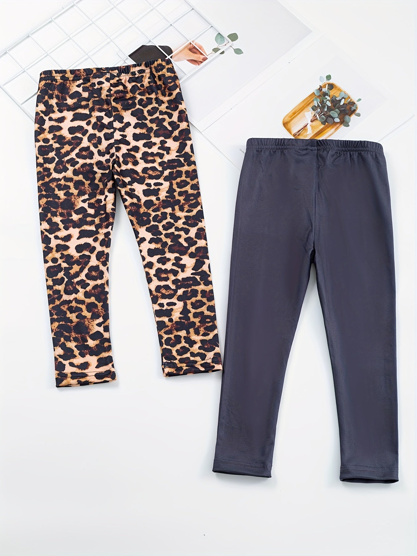 2pcs Toddler Girls' Ankle Pants Elastic Stretchy Leggings