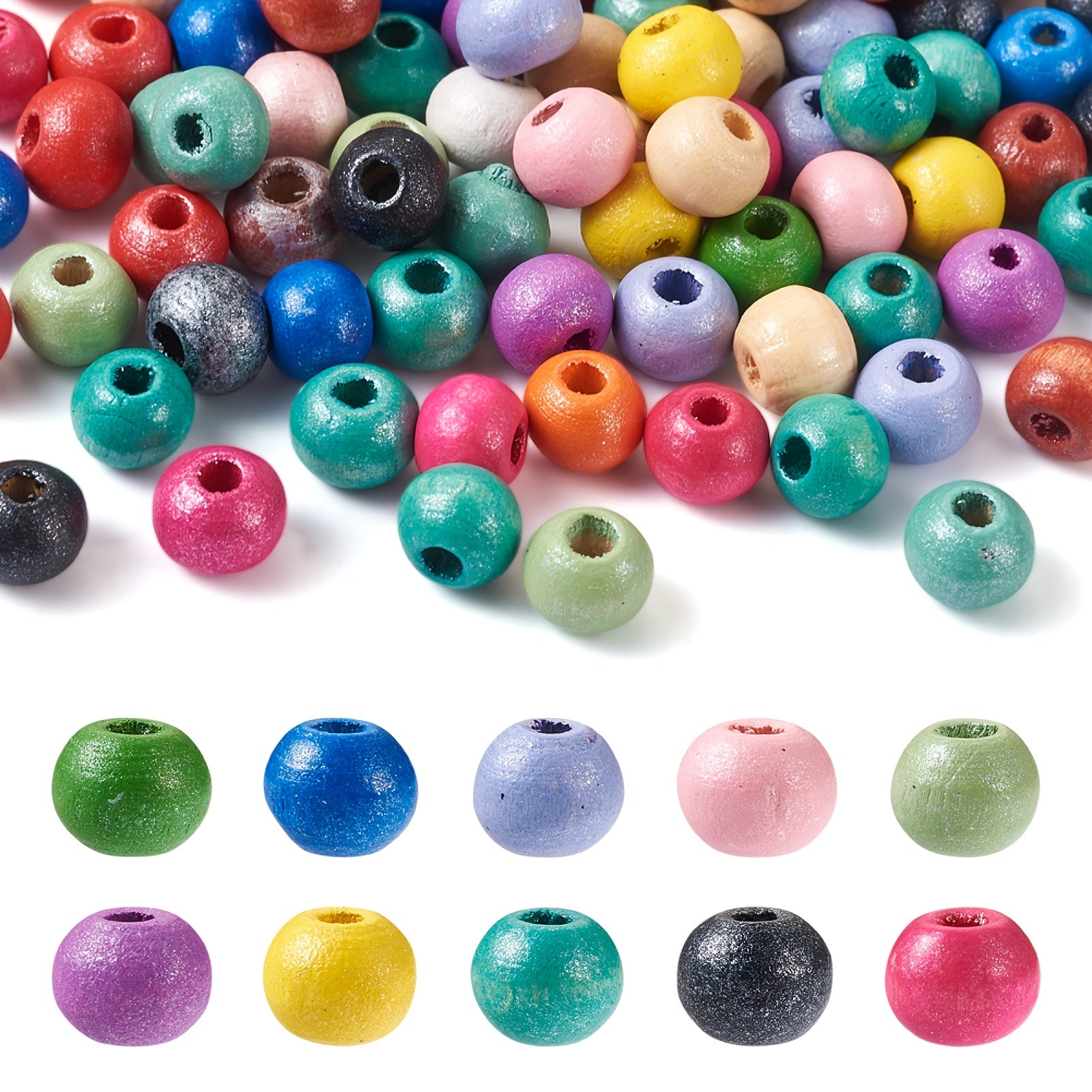 300pcs Round Natural Wood Beads 5-6x6-7mm Hole 2-3mm