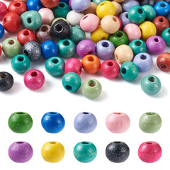 300pcs Round Natural Wood Beads 5-6x6-7mm Hole 2-3mm