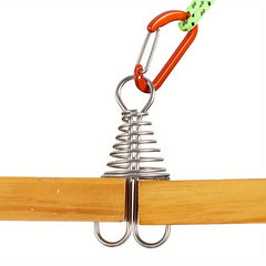 8pcs Tent Pegs w/ Stainless Steel Spring Carabiner for Camping Tents