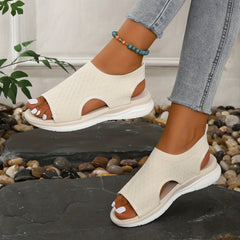 Open Toe Mesh Breathable Slip On Flat Sandals