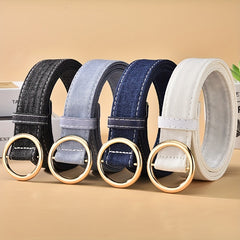 Solid Casual Belt Classic Round Buckle Unisex Jeans Pants Belt