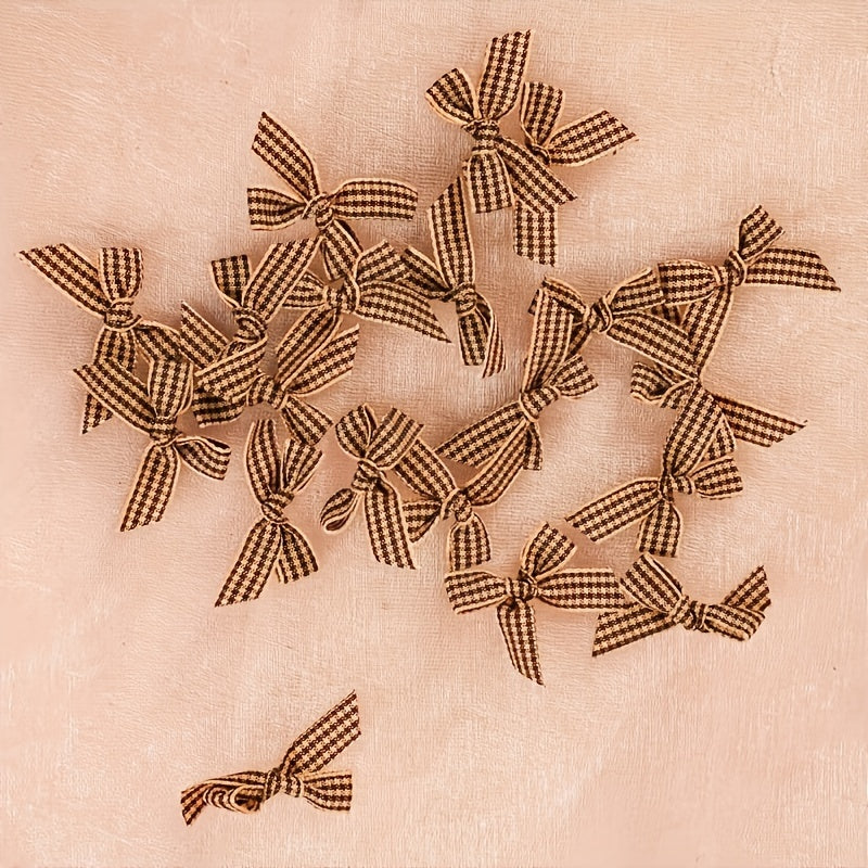 20pcs Christmas Mini Bow Ribbon Plaid DIY Crafts Christmas Bow Decoration