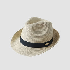 Women's Khaki Straw Fedora Sun Hat