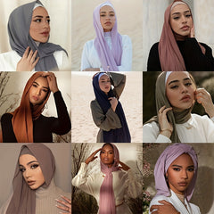 Chiffon Hijab Solid Head Scarf Vintage Shawl Windproof Head Wraps