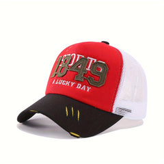 Breathable Baseball Cap Lucky Embroidered 1849 Patched Sun Hat