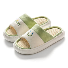 Linen Slides Slippers Casual Non-slip Home Shoes Open Toe Sandals