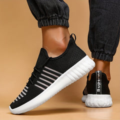 Women's Striped Running Shoes Lightweight Lace Up Gym Sneakers