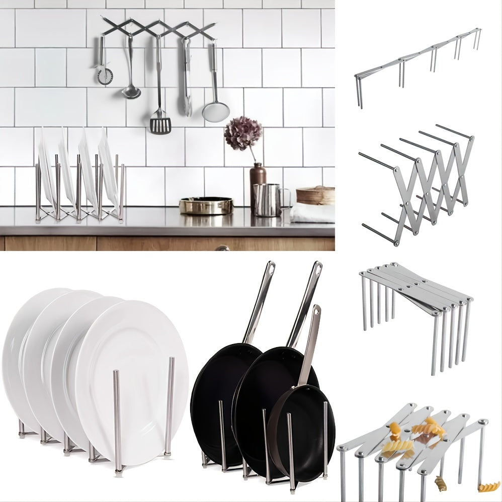 Adjustable Kitchen Pot & Pan Organizer Rack Stainless Steel Storage