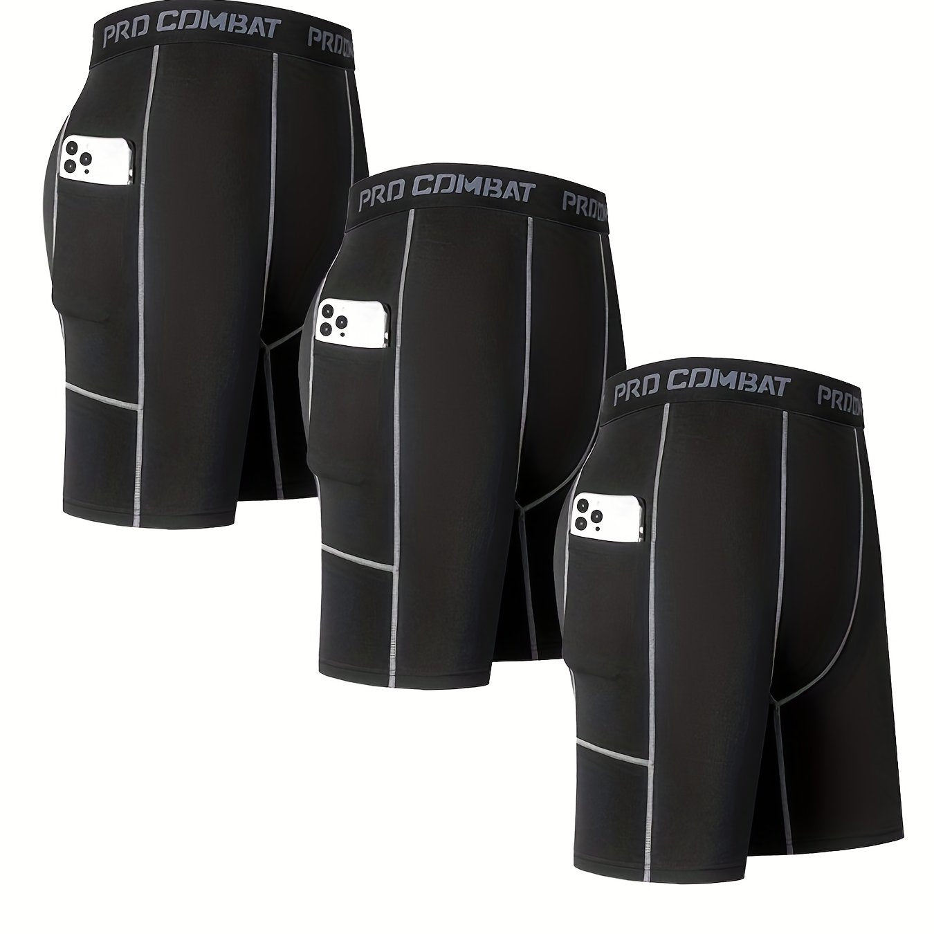 Men's Quick Dry Compression Shorts With Pocket for Basketball Running