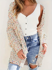 Women's Plus Rainbow Dot Print Long Sleeve Open Front Cardigan