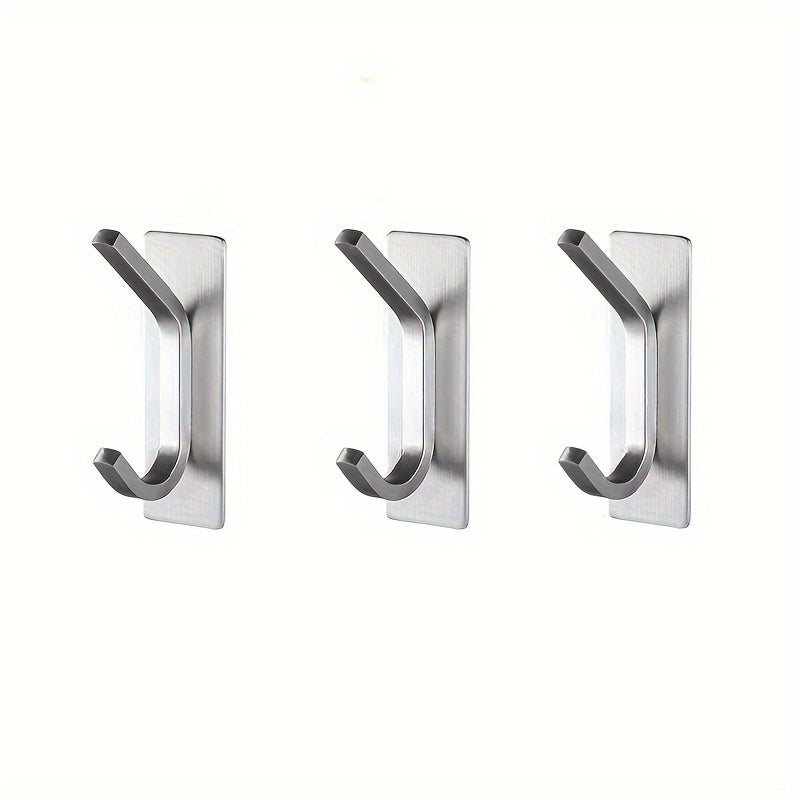 3pcs Adhesive Stainless Steel Hook Wall Mounted Towel Coat Hook
