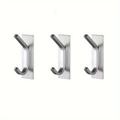 3pcs Adhesive Stainless Steel Hook Wall Mounted Towel Coat Hook