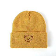 Boys Bear Knit Beanie Hat Warm Winter Autumn