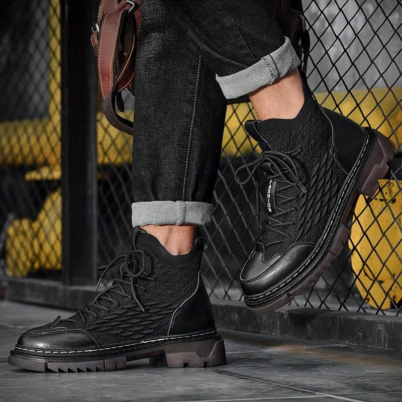 Men's Lace Up Chelsea Boots High Top Anti-skid Shoes