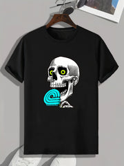 Skull Print Men's Graphic T-Shirt for Summer