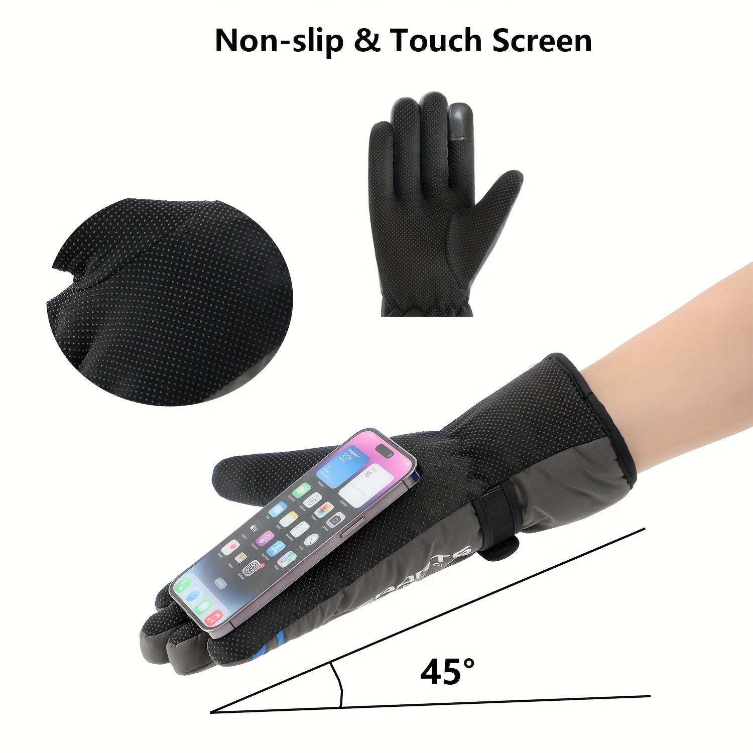 Thickened Skiing & Cycling Gloves Touch Screen Silicone Warm Keeping
