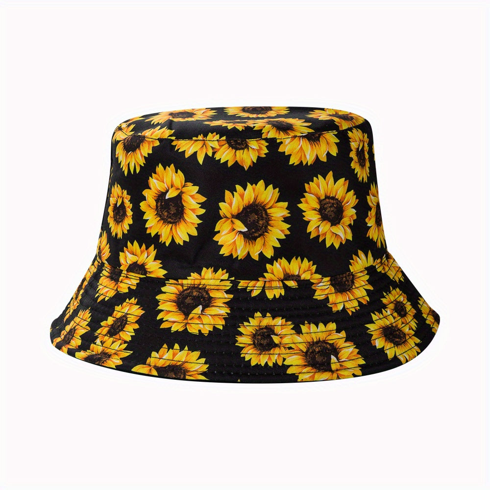 Unisex Floral Pattern Bucket Hat Double Sided Sun Hat