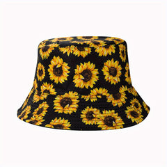 Unisex Floral Pattern Bucket Hat Double Sided Sun Hat