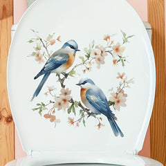 Romantic Flower And Bird Toilet Sticker Self-adhesive Waterproof PVC Sticker