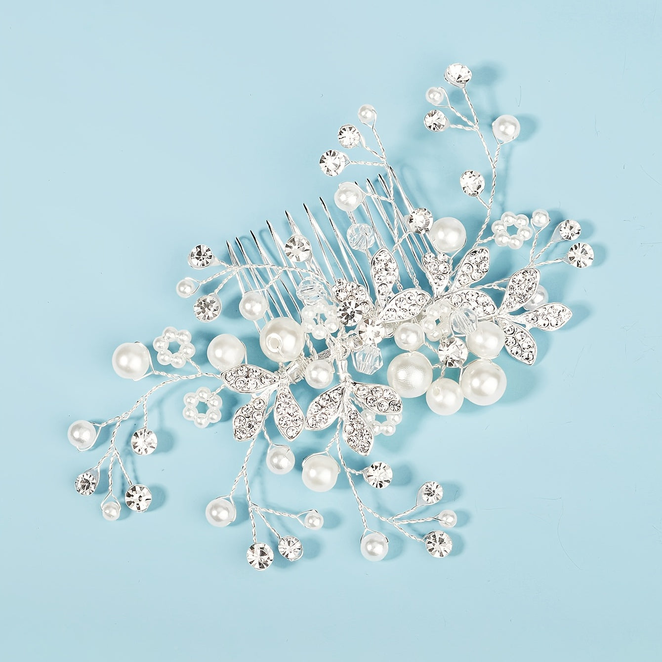 Bridal Rhinestone Pearl Comb Wedding Hair Accessories