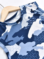 2pcs Camo Boys Sleeveless Tank Tops&Shorts Set Crew Neck Fitness Vest&Shorts